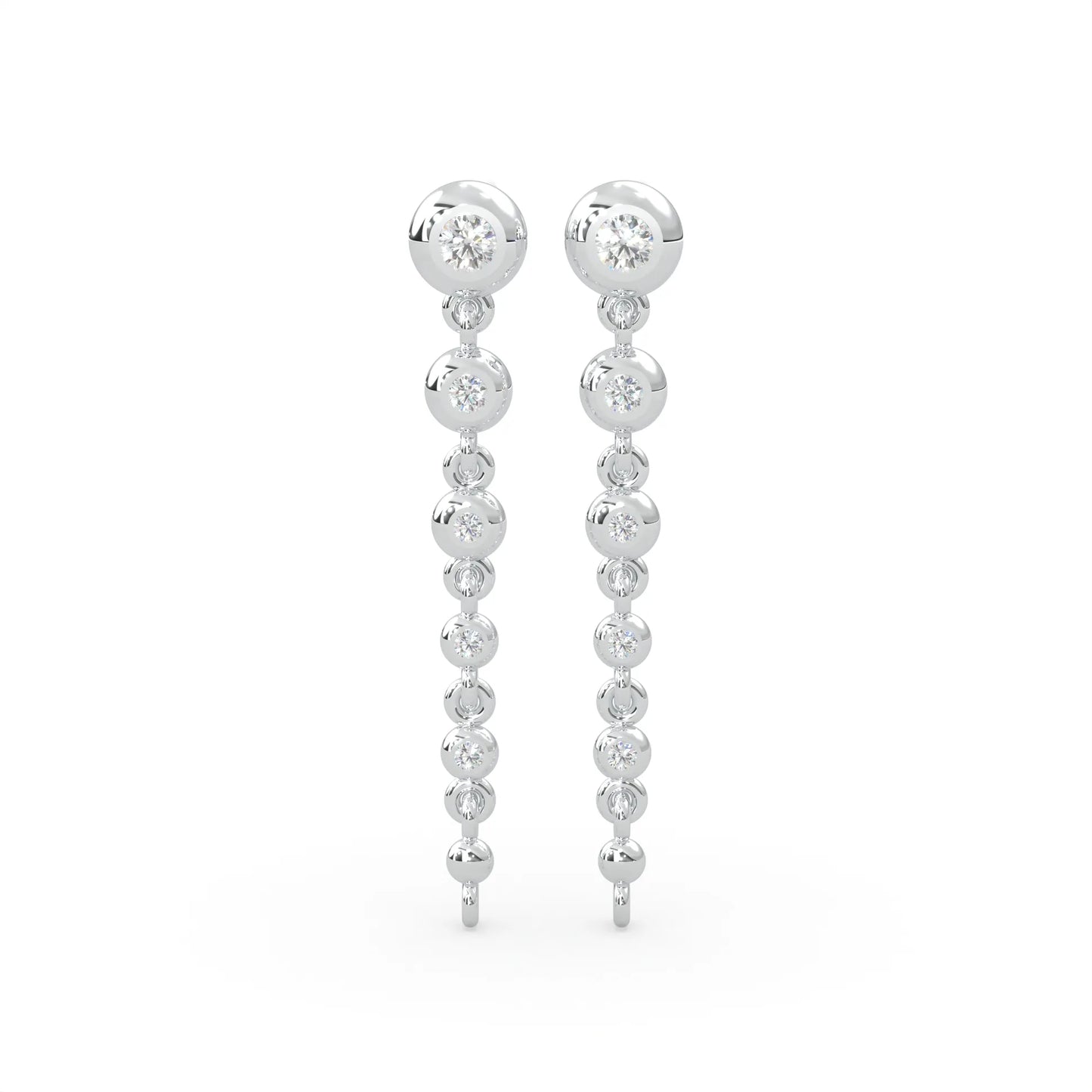 White modern electrum long diamond drop earring for women