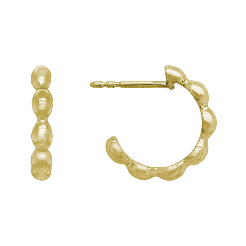 14K Beaded Hoop Earrings