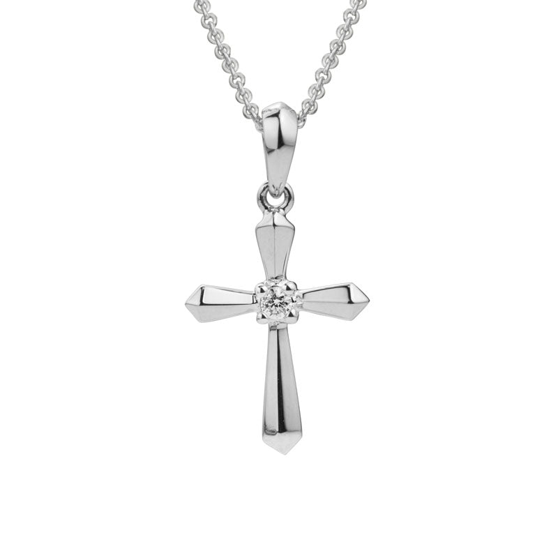 14K Diamond Cross Pendant