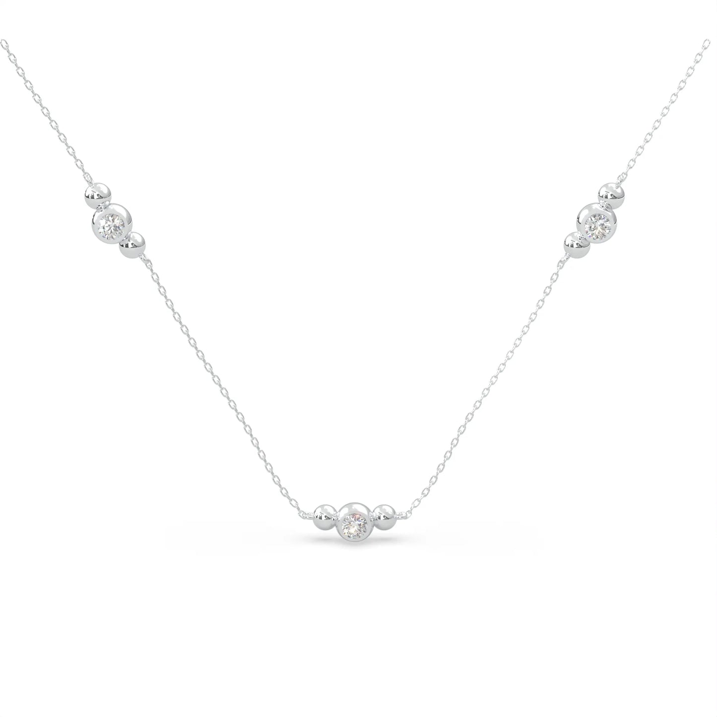 White modern electrum diamond station pendant for women.