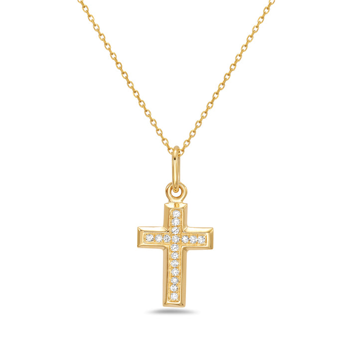 14K Diamond Cross Pendant