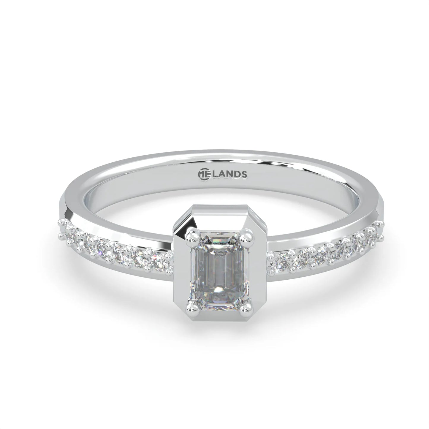 White modern diamond solitaire ring for women