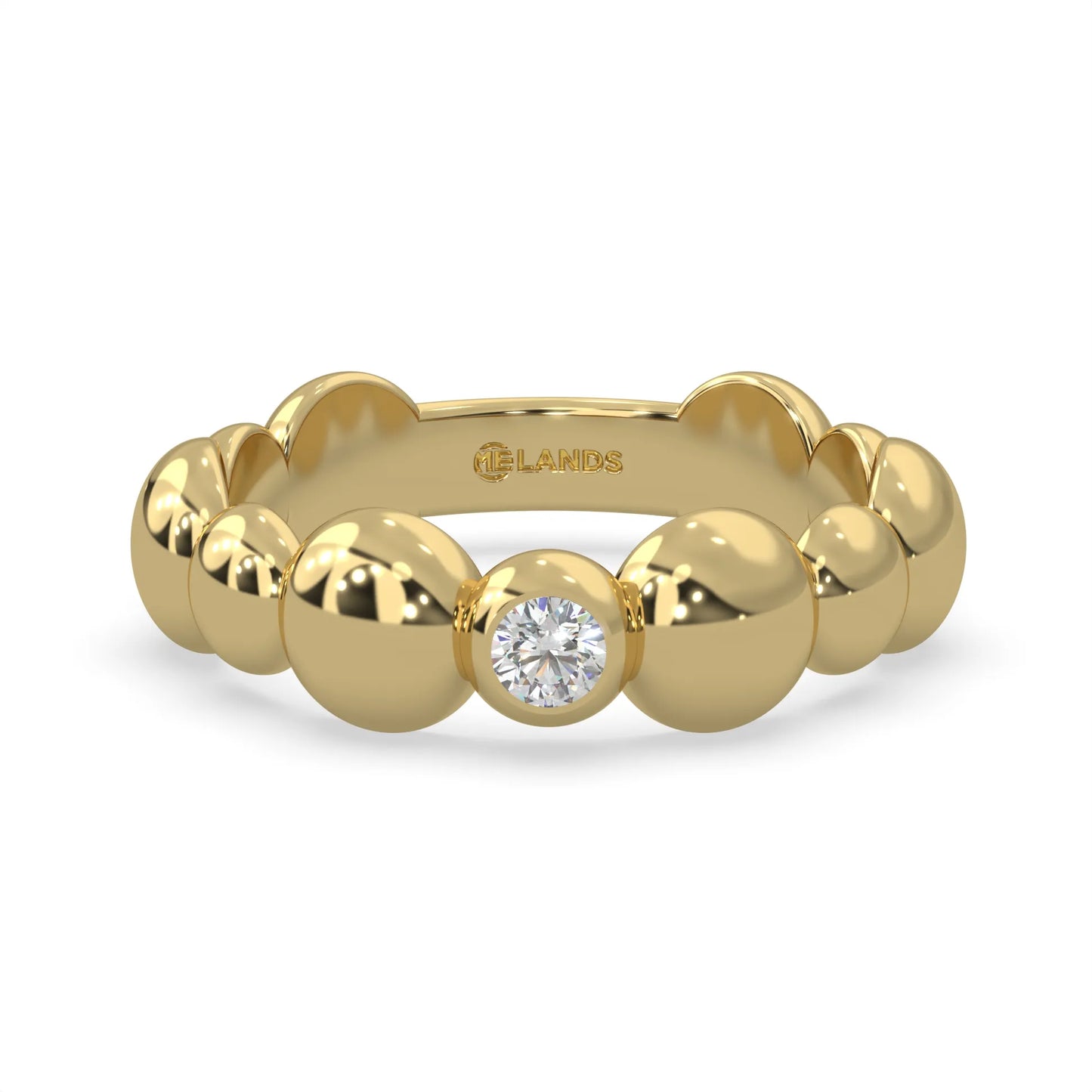 Yellow modern electrum diamond bubble band ring for women