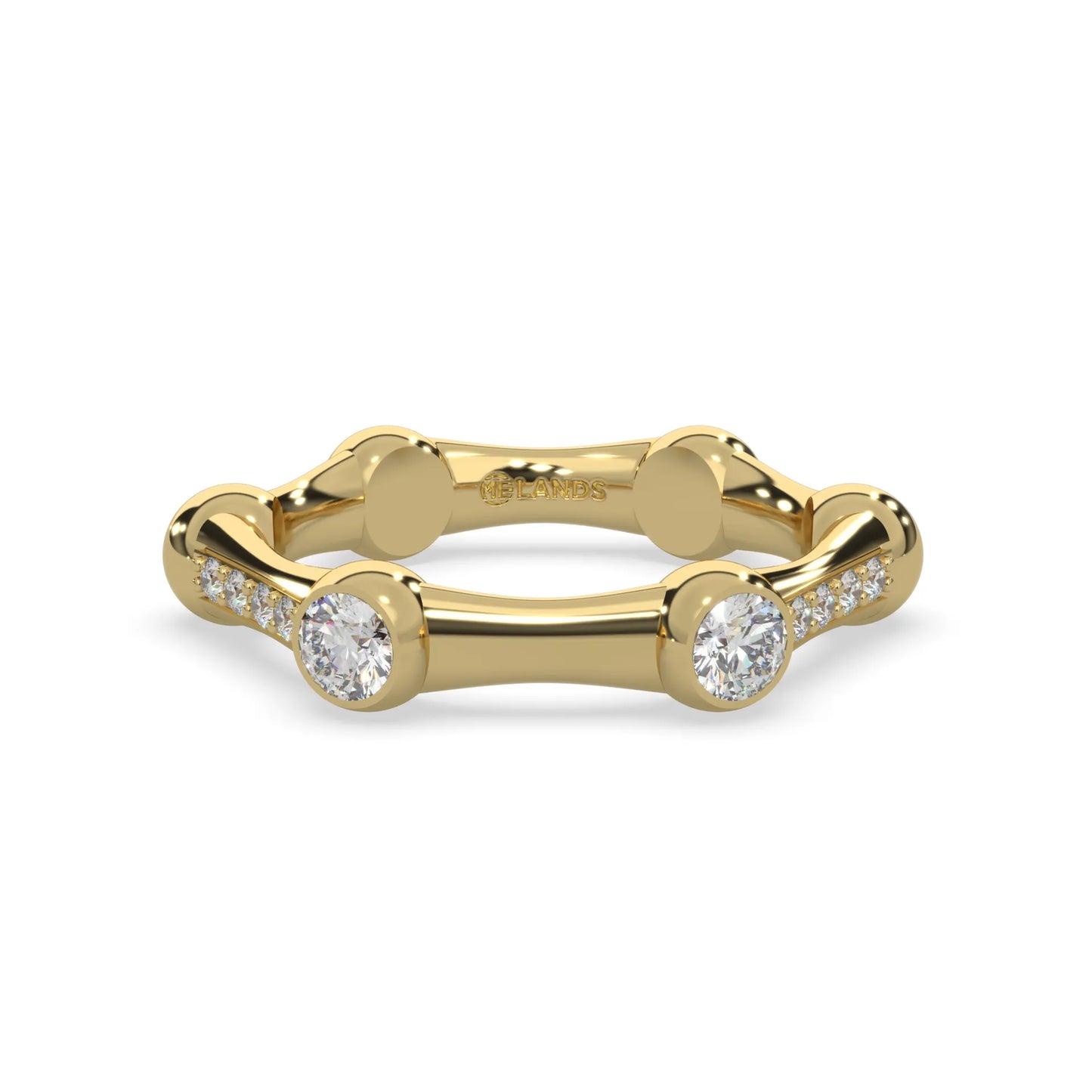 Yellow modern electrum diamond band ring for women.
