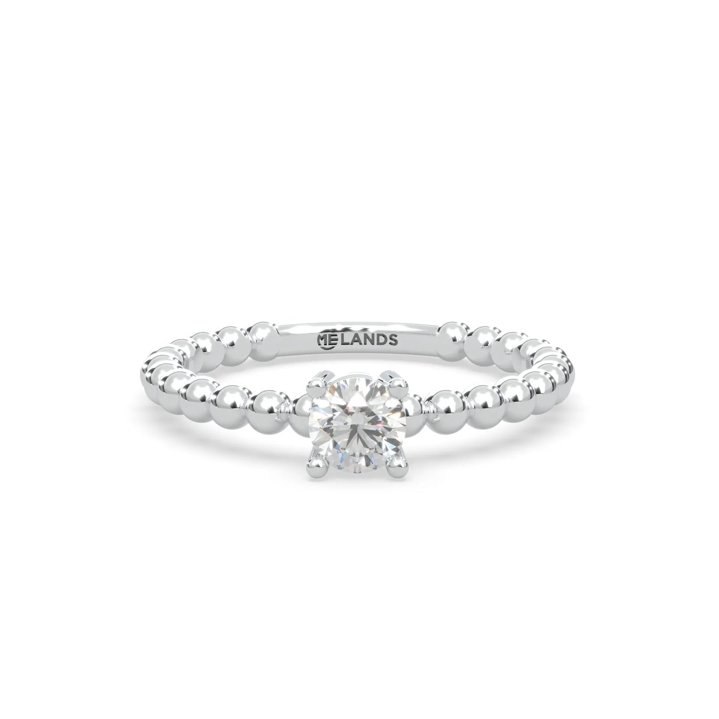 White modern electrum prong set diamond ring for women