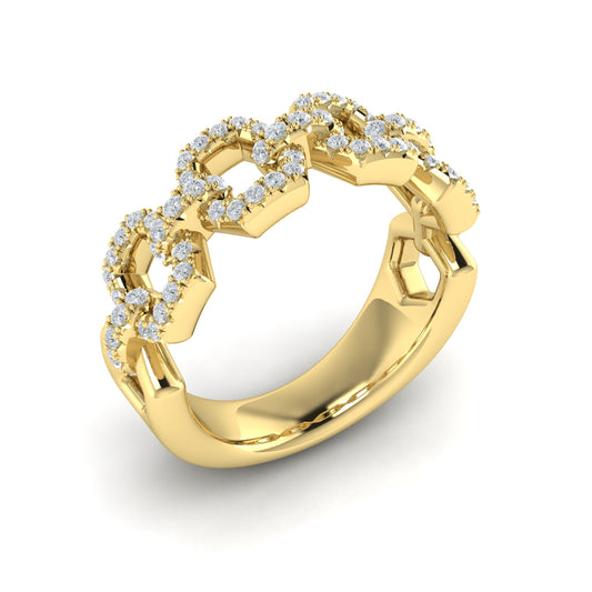 Vlora Yellow 14 Karat Diamond Chain Link Ring