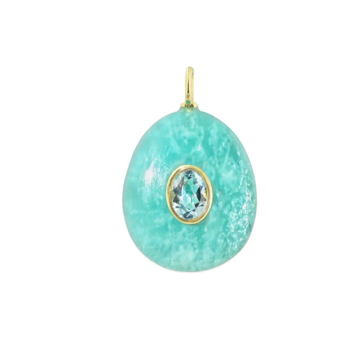 Sterling Silver Gold Plated Amazonite Pear Charm with Toggle Clip