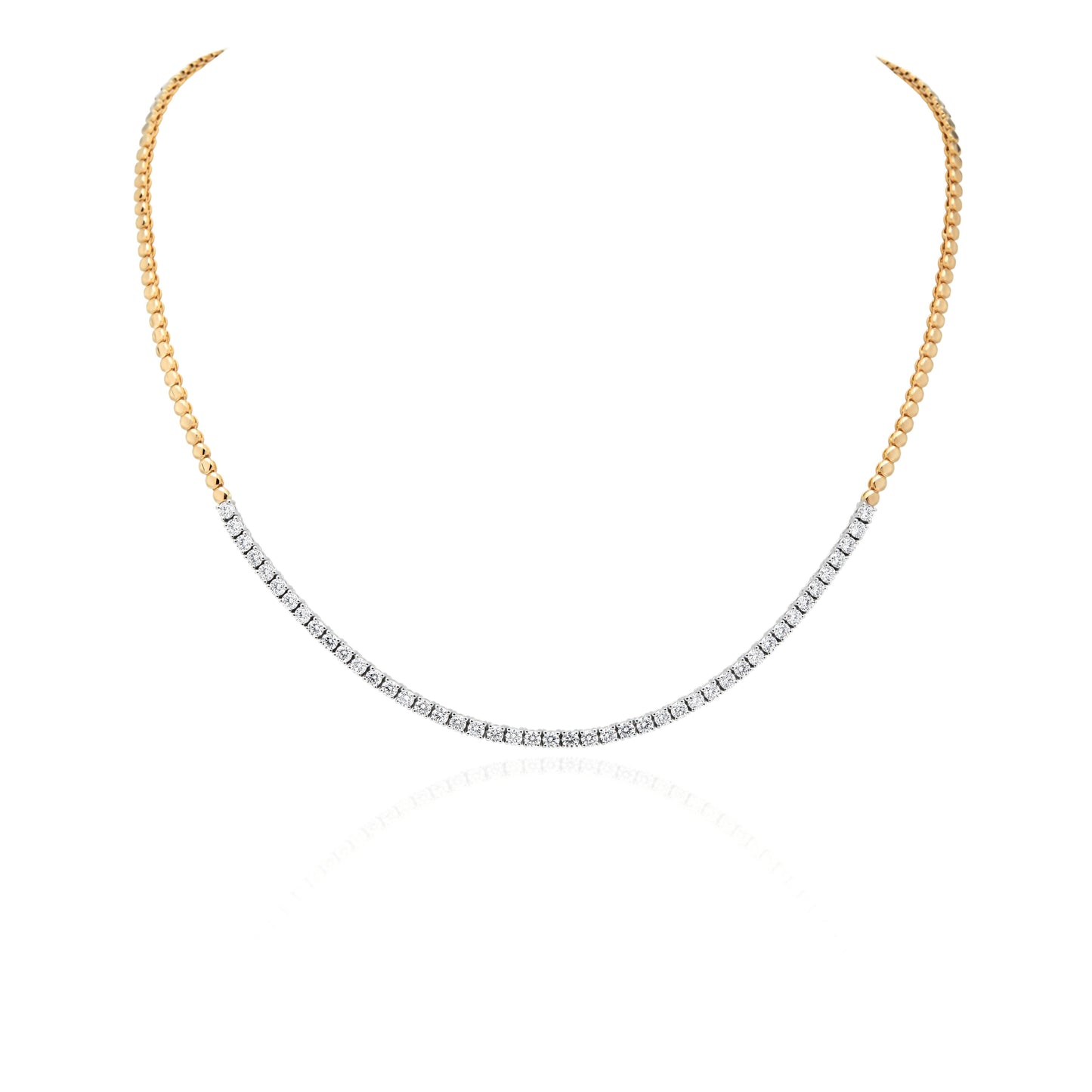 Two Tone 18 Karat Half Diamond Tennis Necklace