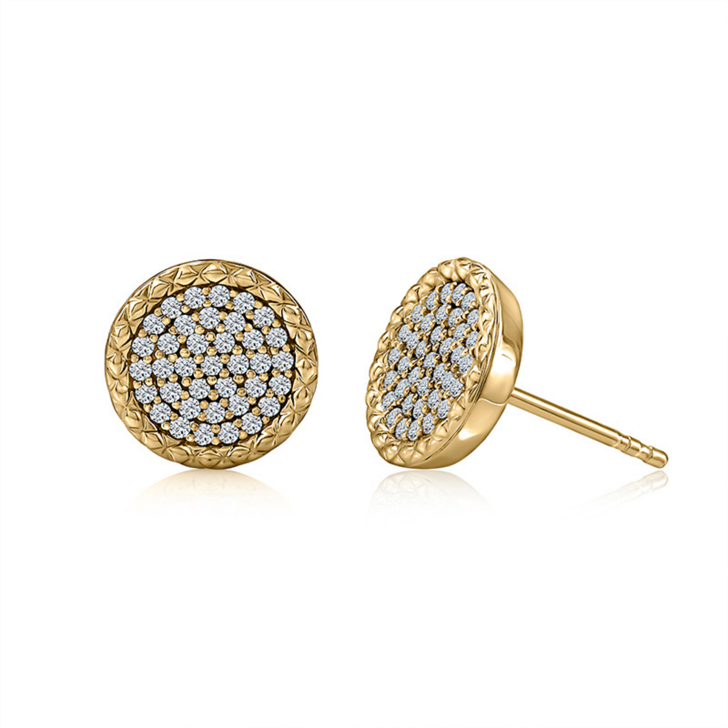 A. Jaffe Pave Diamond Circle Disc Stud Earrings