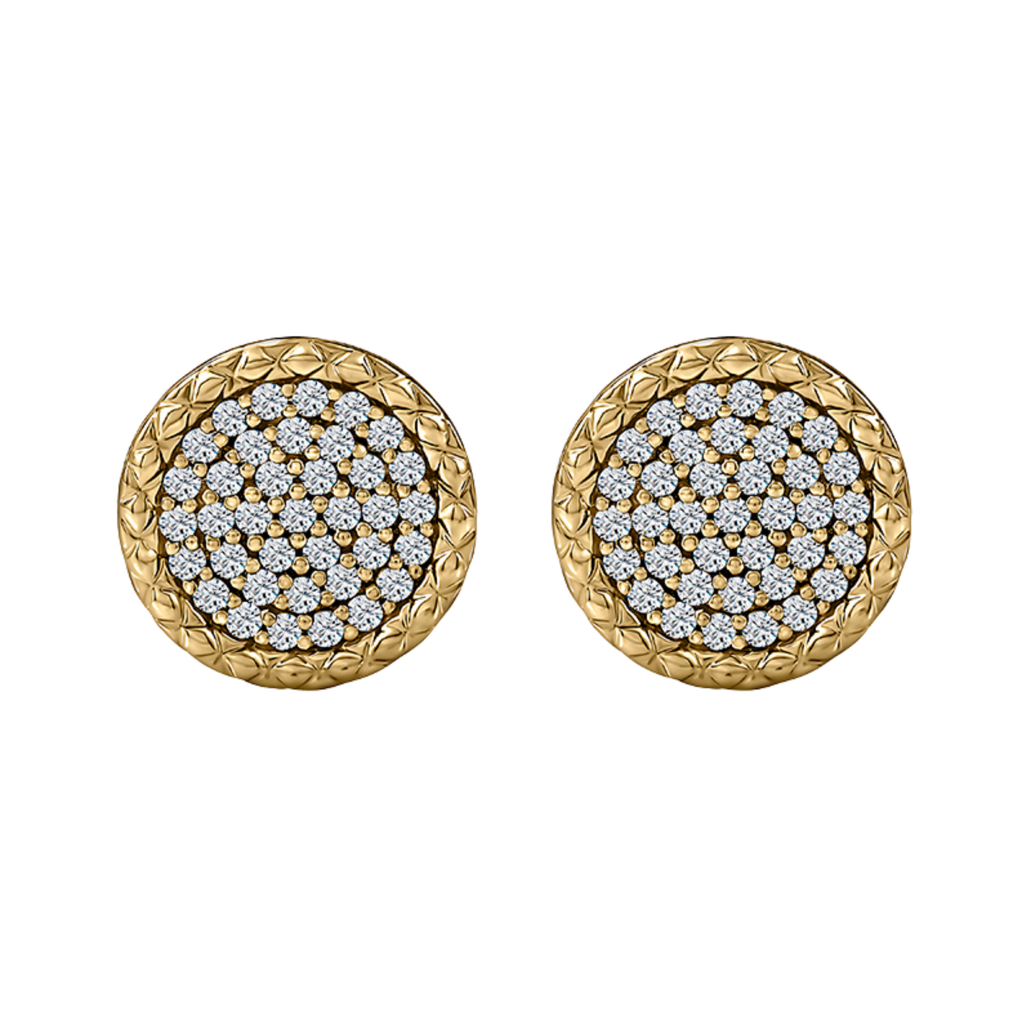 A. Jaffe Pave Diamond Circle Disc Stud Earrings