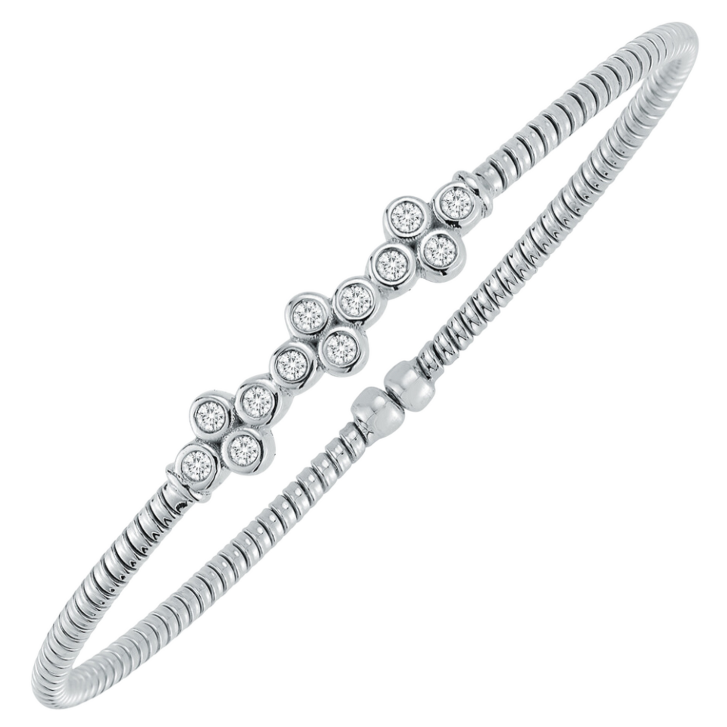 DA Gold Lady's White 18 Karat Diamond Bezel Cuff Bracelet
