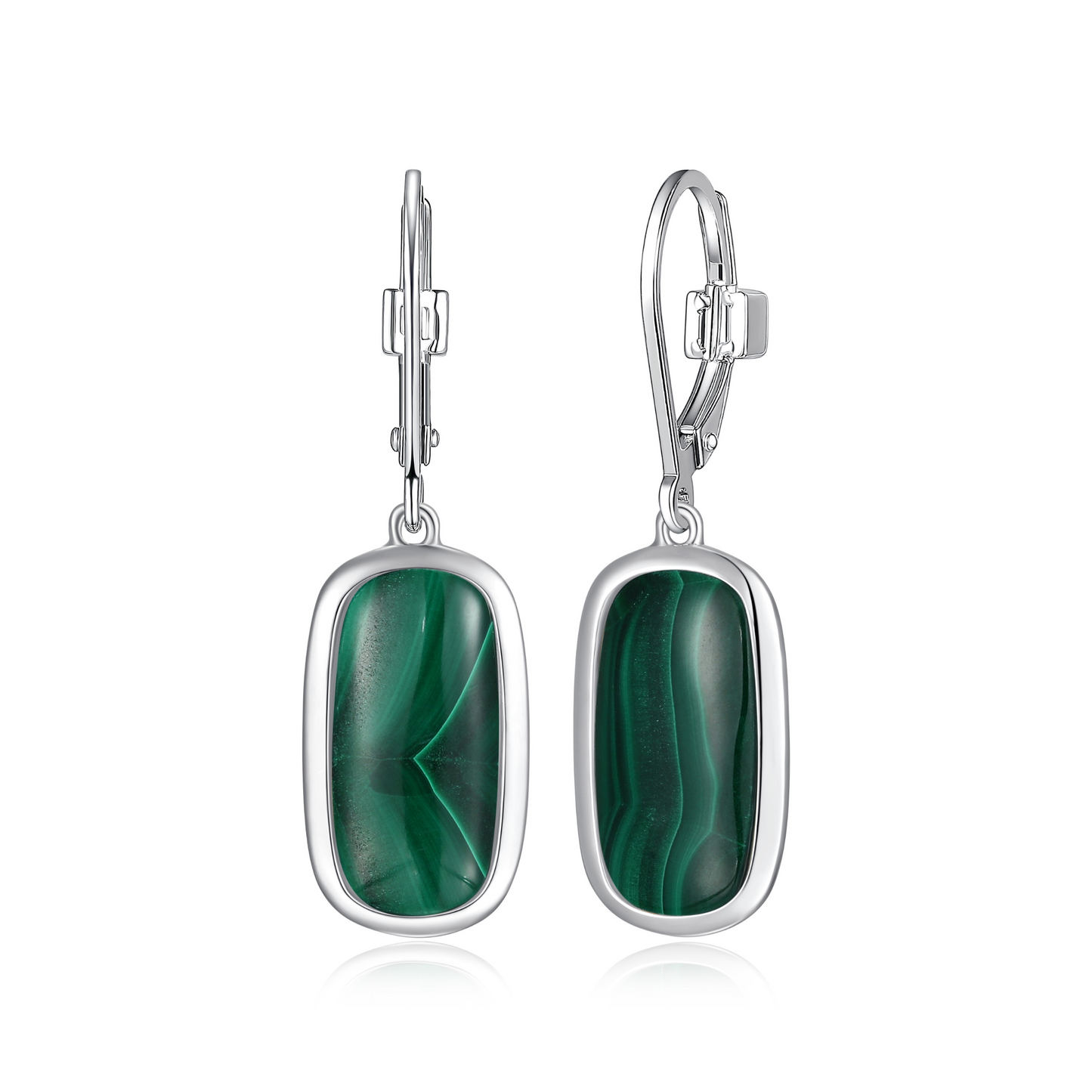 Elle sterling silver malachite earrings