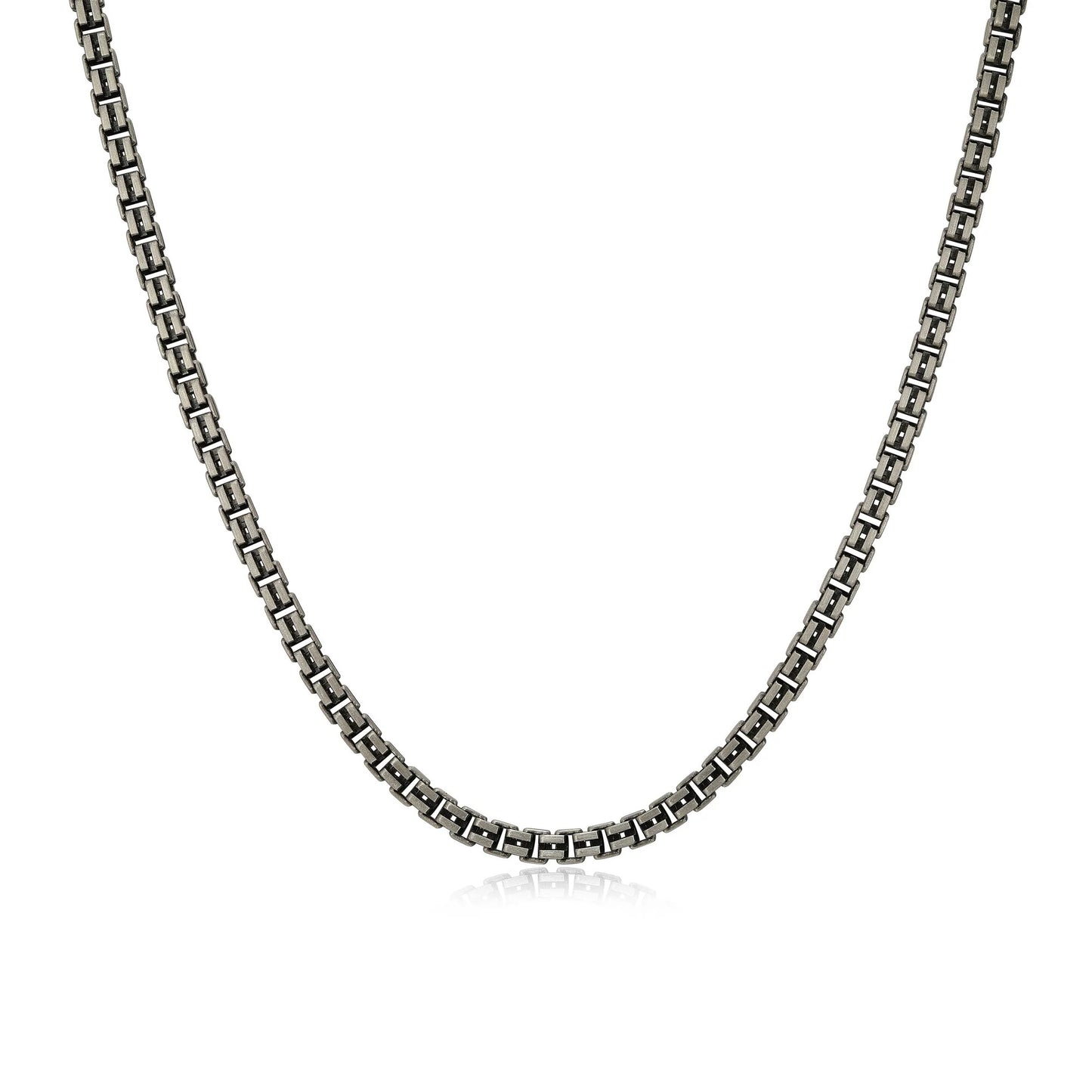 Sterling Silver Gunmetal Franco Link Chain