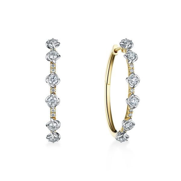 18 Karat Two Tone Abbracci Diamond Hoops Earrings