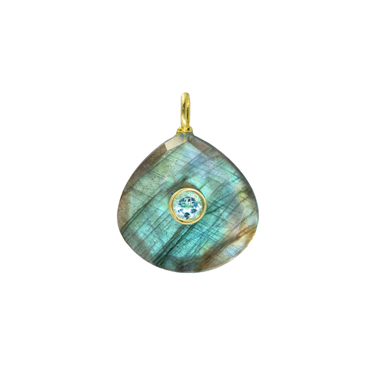 Sterling Silver Gold Plated Labradorite Fan Charm with Toggle Clip