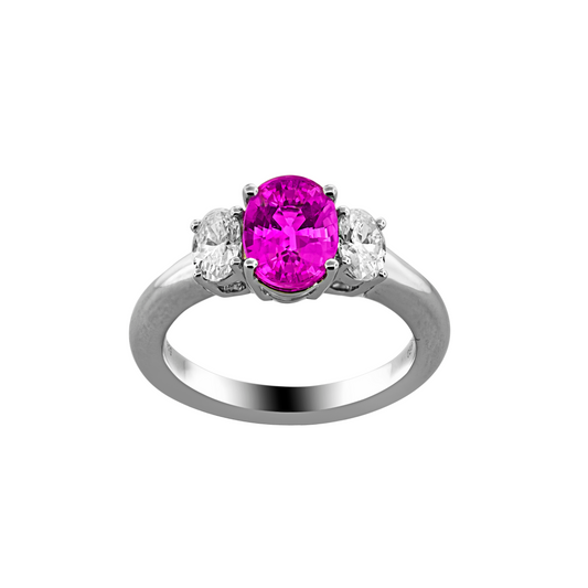 Spark Creations  White 18 Karat Pink Sapphire & Diamond Ring - One Of A Kind