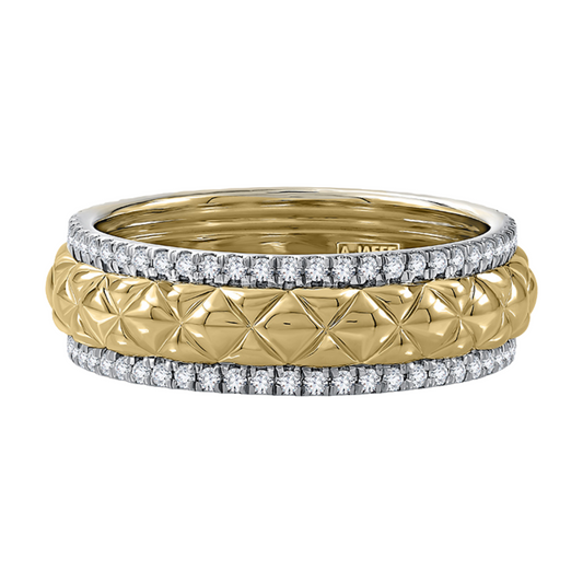 A. Jaffe Quilted Band with Pave Diamonds Fashion Ring
