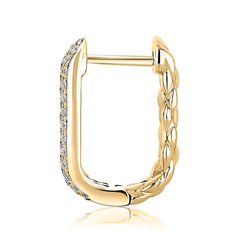 14 Karat Yellow Gold Wide Diamond Earrings