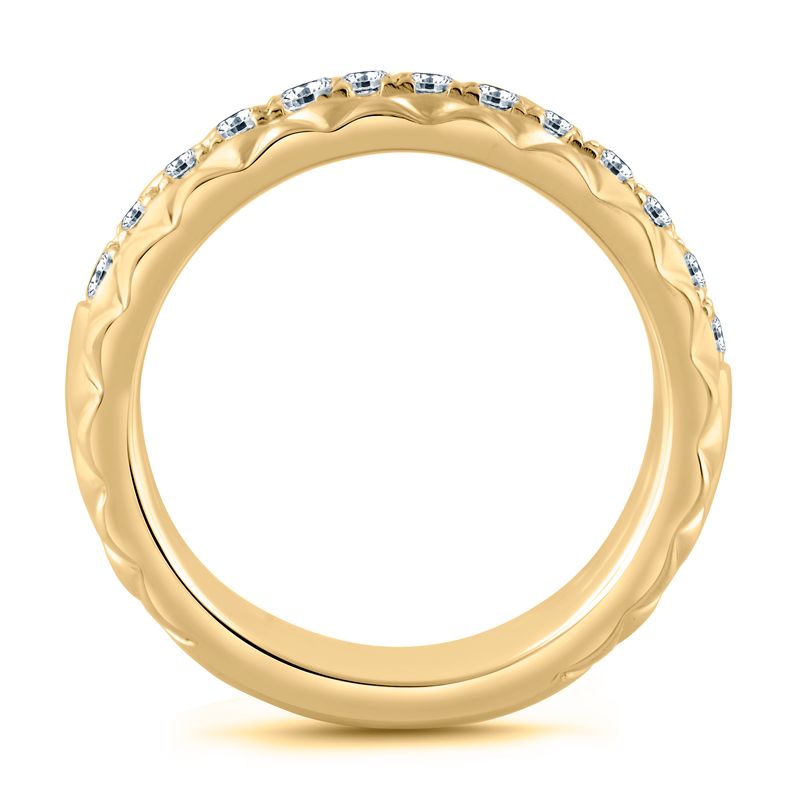 14 Karat Yellow Gold Quilted Diamond Row Fashion Ring