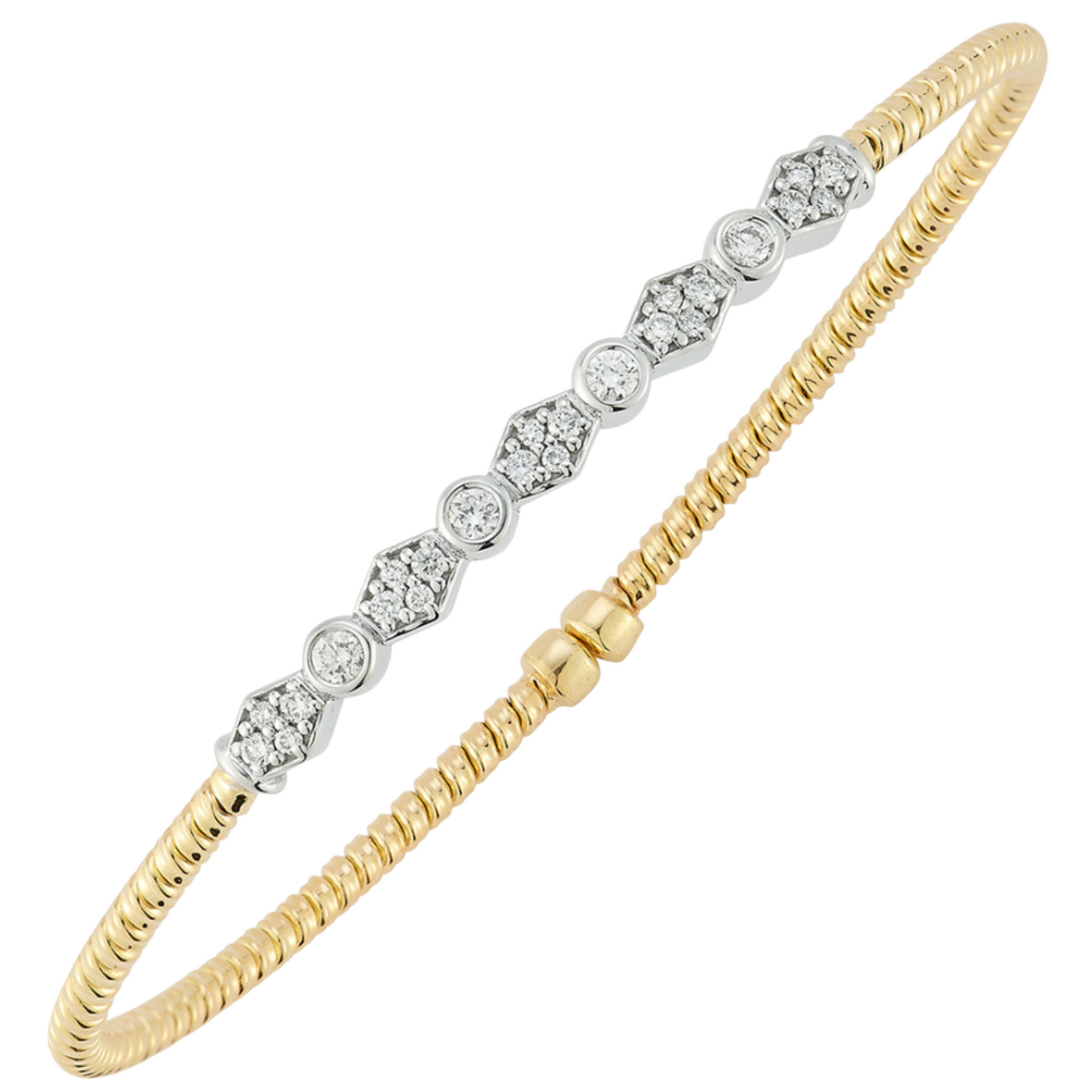 DA Gold Lady's Yellow 18 Karat Diamond Multi Shape Bezel Cuff Bracelet