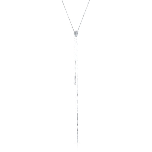 MK Luxury Lady's White 14 Karat Lariat Necklace Length 12