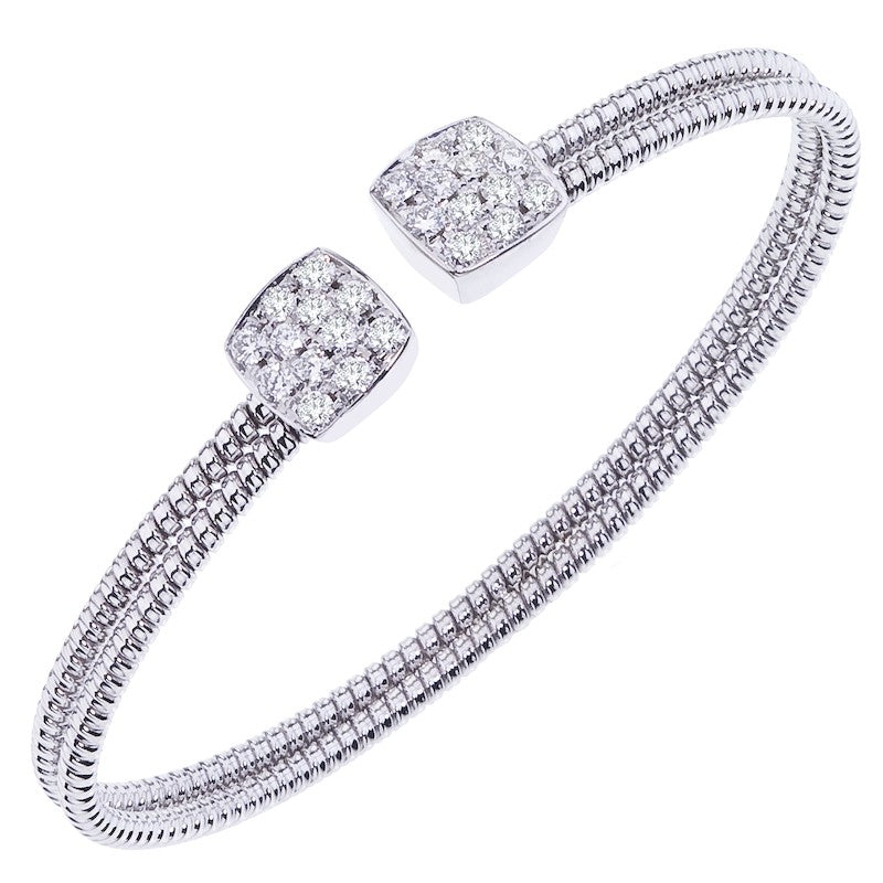DA Gold Lady's White 18 Karat Open Cuff Pave Diamond Bracelet