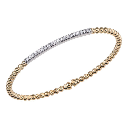 DA Gold Lady's Yellow 18 Karat Diamond Bar Open Cuff Bracelet