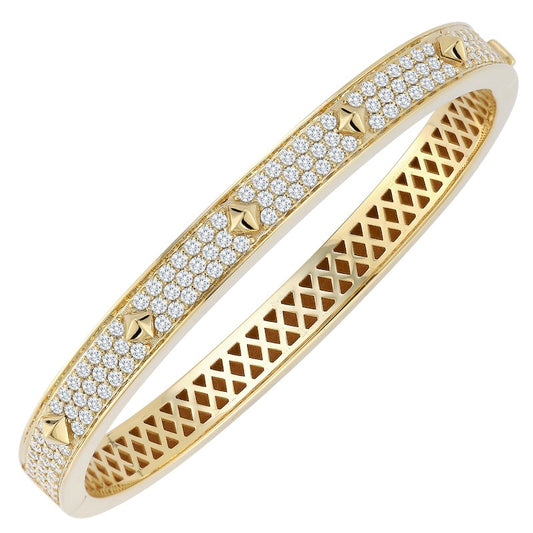 DA Gold Lady's Yellow 18 Karat Diamond Hinged Bangle Bracelet