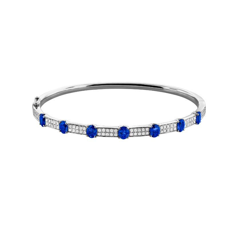 Spark Creations Lady's White 18 Karat Sapphire/Diamond Bangle Bracelet