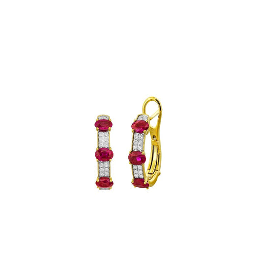 Spark Creations Lady's Yellow 18 Karat Ruby/Diamond Huggie Earrings