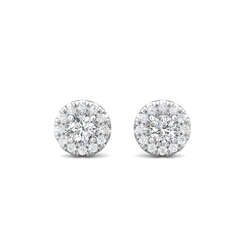 Martin Flyer Lady's White 18K Diamond Halo Earrings