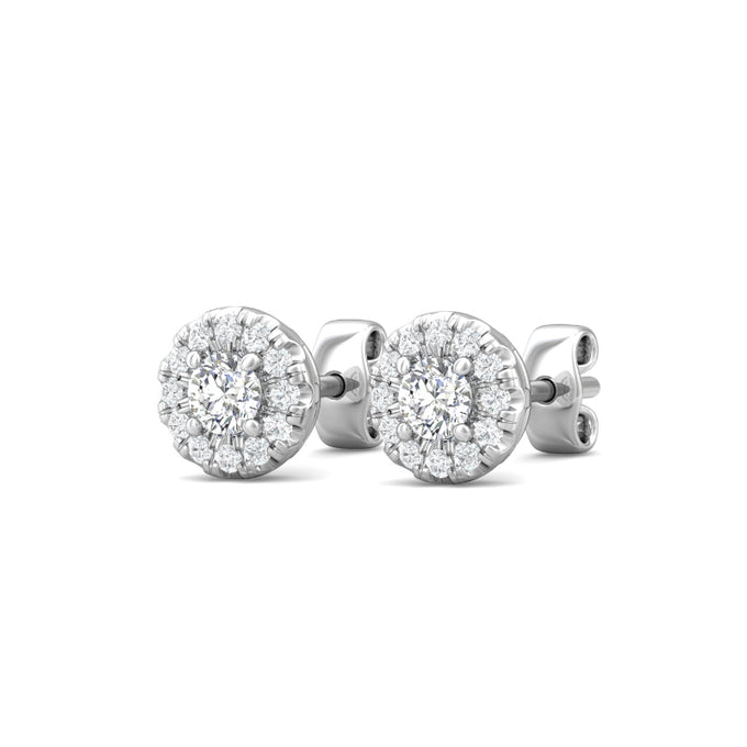 Martin Flyer Lady's White 18K Diamond Halo Earrings