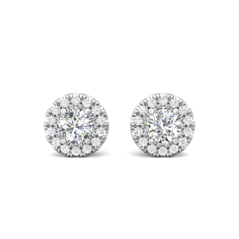 Martin Flyer Lady's White 18K Diamond Halo Earrings
