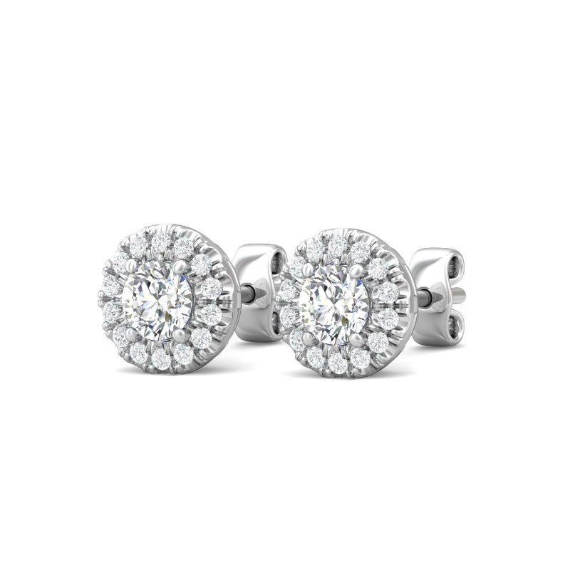 Martin Flyer Lady's White 18K Diamond Halo Earrings