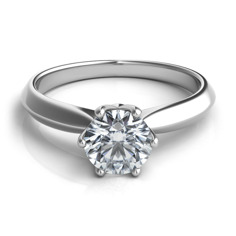 White platinum solitaire ring by Sasha Primak, size 6.