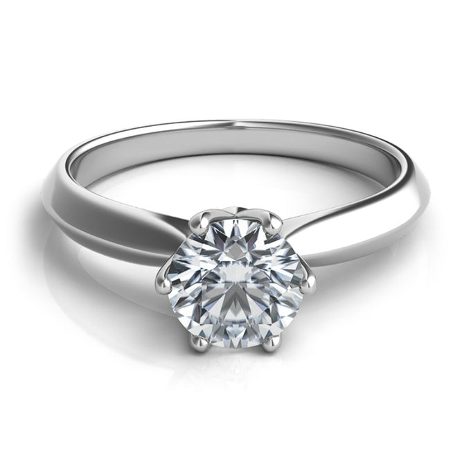 White platinum solitaire ring by Sasha Primak, size 6.