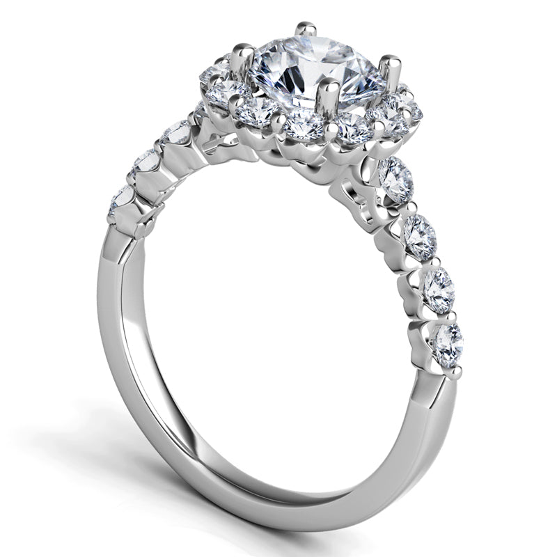 Sasha Primak White Platinum Diamond Halo Ring Size 6.25