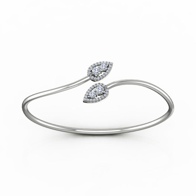 Martin Flyer Lady's White 18K Open Cuff Bracelet