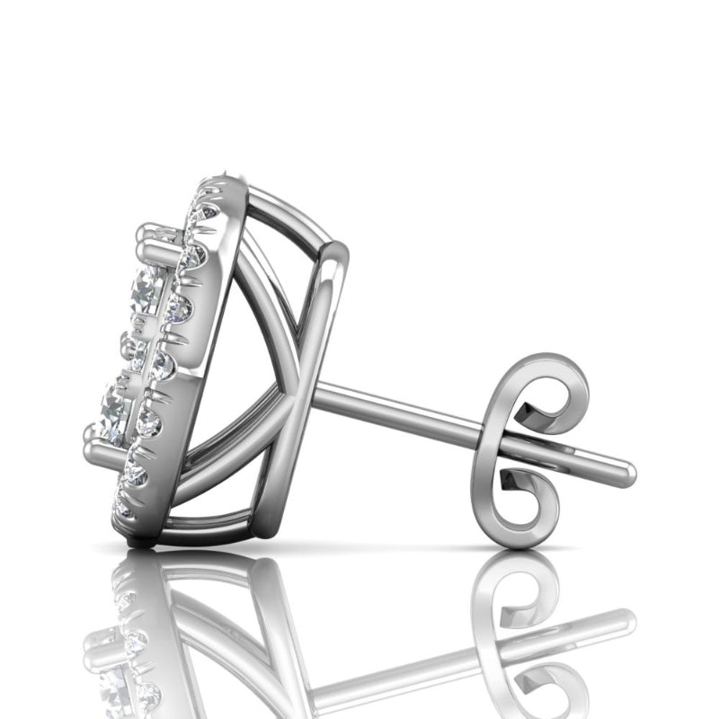 Martin Flyer Lady's White 18K Cluster Earrings