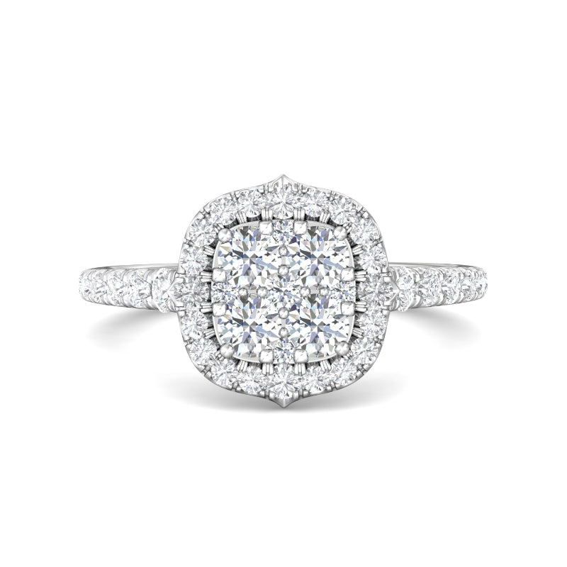 Martin Flyer Lady's White 18 Karat Cluster Fashion Ring