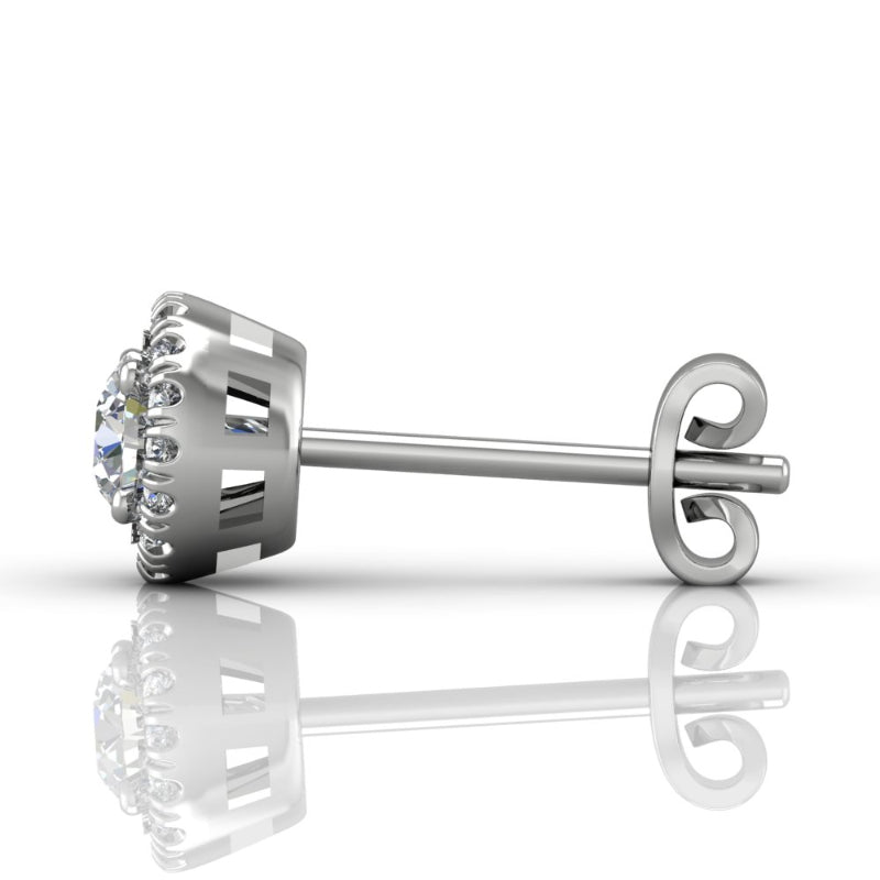 Martin Flyer Lady's White 18K Diamond Halo Earrings