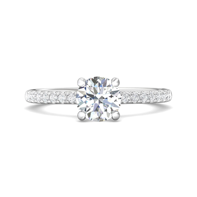 Platinum ring with 18k round diamond, size 6.5