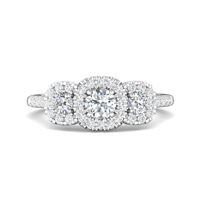 martin flyer lady's white 18k 3 stone anniversary ring