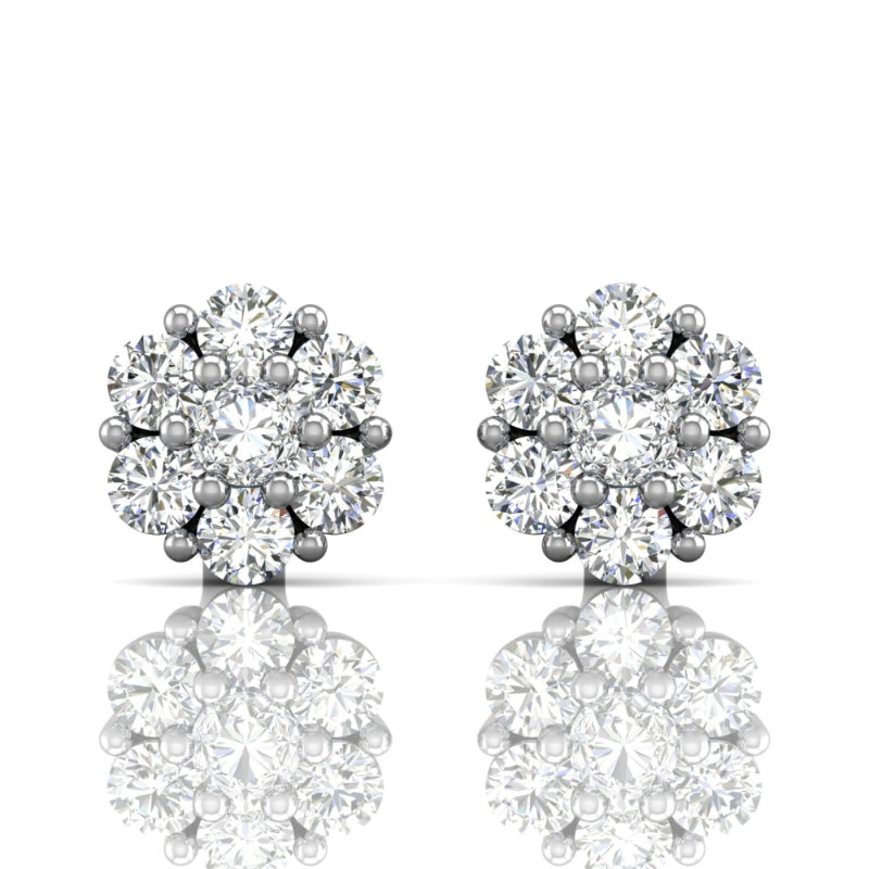 Martin Flyer Lady's White 18K Cluster Earrings