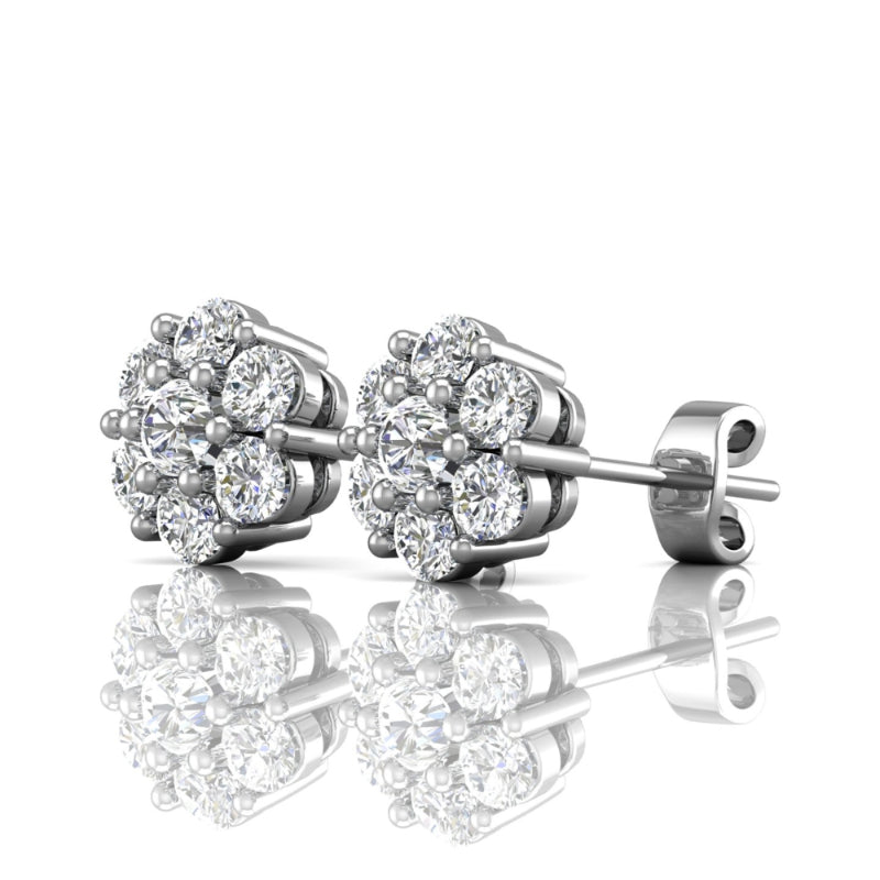 Martin Flyer Lady's White 18K Cluster Earrings