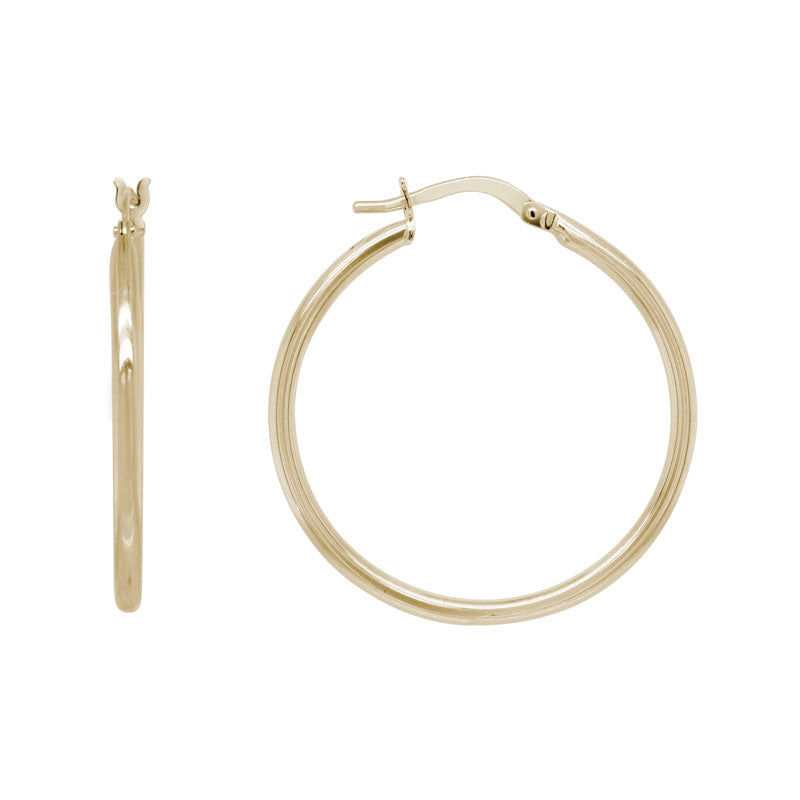 Lady's Yellow 14 Karat Hoop Earrings 25MM (inside diameter)