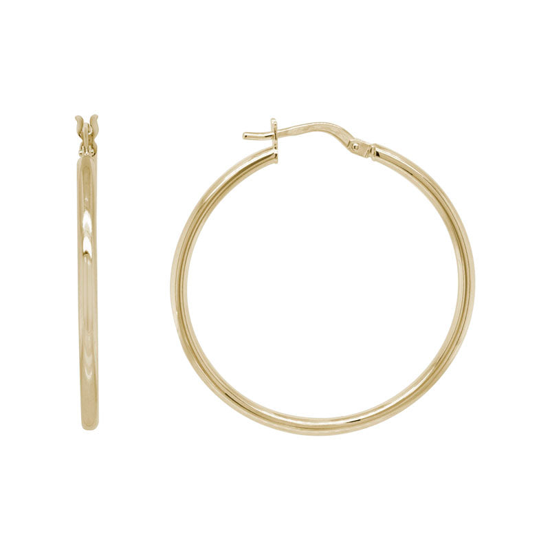 Lady's Yellow 14 Karat Hoop Earrings 30MM (inside diameter)