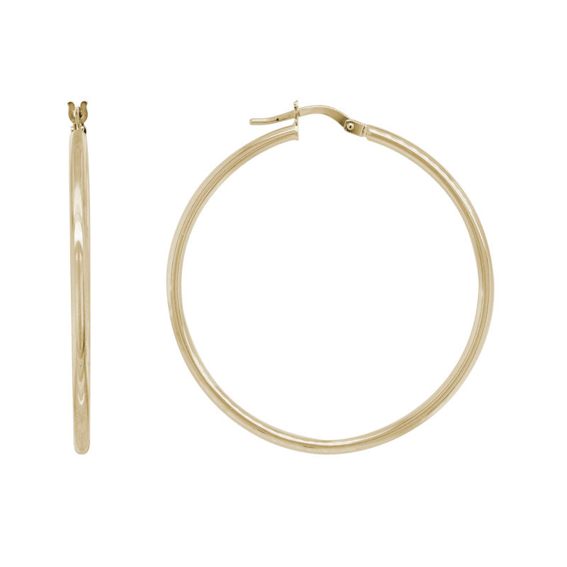 Lady's Yellow 14 Karat Hoop Earrings 40MM (inside diameter)