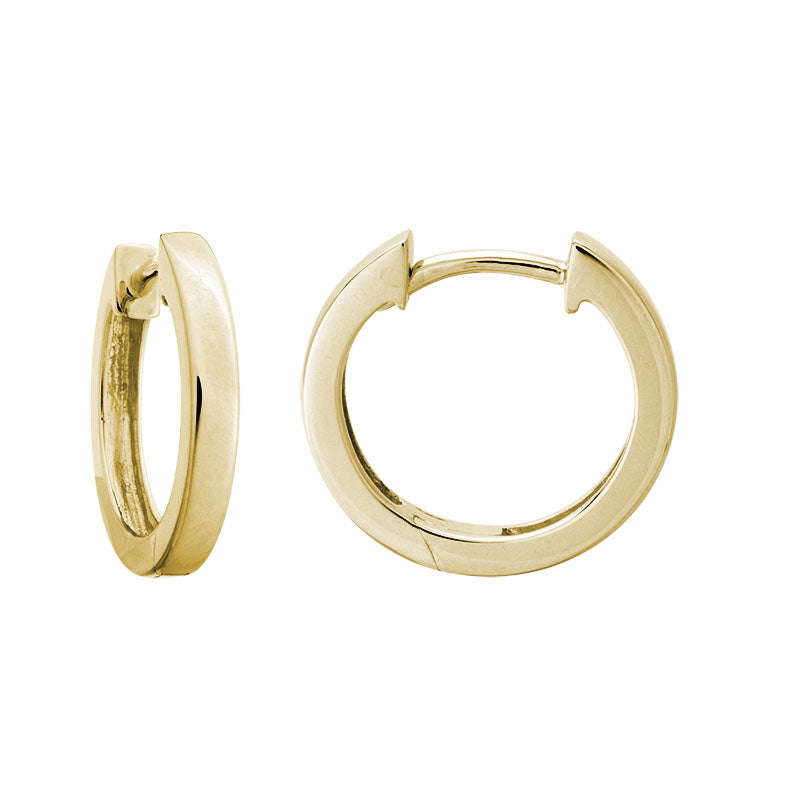 Lady's Yellow 14 Karat Flat Face Huggie Earrings 14.1MM (outside diameter)