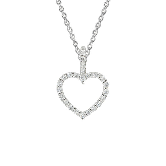 Lady's White 14 Karat Diamond Heart Necklace